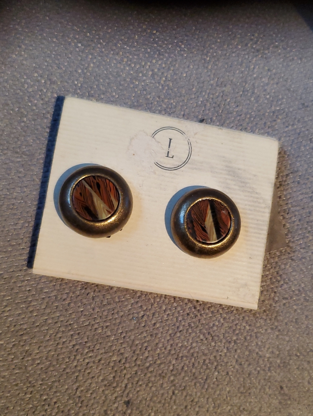 Brand Brown and Gold Men’s Round Cufflinks